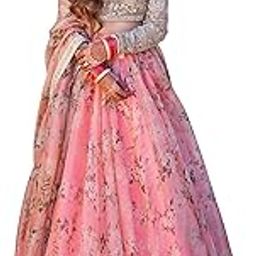 Women's Organza Floral Semi-stitched Lehenga Choli (7027-Floral-Lehenga-Wedding_New)-picture-48
