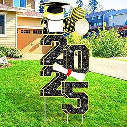 3.5FT Large Graduation Decorations 2025 Yard Signs, Class of 2025 Yard Signs with Stakes College High School Outdoor Party Supplies Black and Gold (blackgold)-image-17