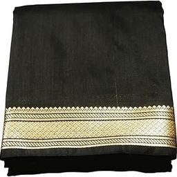Traditional Silk Dhoti with Gold Zari Border, Traditional Indian Wear for Men 4 Meter-image-78