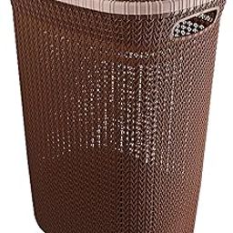 Cello Creta Plastic Laundry Basket with Lid, Dark Brown, 50 Ltrs | Lightweight and Portable | Storage Organizer | Convenient Handling | Useful For Storing Clothes, Toys, Books-19
