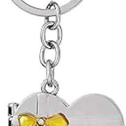 Silver Metal Heart Shape Photo Frame Keychain-34