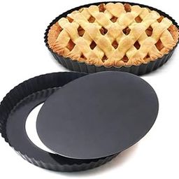 Non-Stick Tart Molds Pie Pizza Cake Round Mould Removable Loose Bottom Fluted Heavy Duty Pie Cake Tray for Baking, 9 inch-picture-6