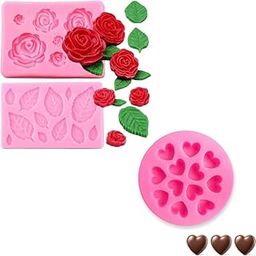 Skytail 3pcs Silicone Valentine's Day Fondant Molds Rose Leaf & Heart Molds for Candle Making Wax Melts Home Decor Candles Resin Casting Crafts Moulds Handmade Couple Gift DIY Soap Decor Tools-image-76