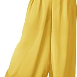 39" Chiffon Halloween Harem Yoga Pants Trousers Aladdin Pantalons Baggy Hippie Belly Dance, Yellow, One Size-50