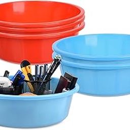Homestic Pack of 6 Desk Organizer | Stationery Organizer | Multipurpose Storage Organizer | Office Supplies for Pen-Pencil-Staplers | Desktop Organizer | 6 LTR | Red & Sky Blue-image-71