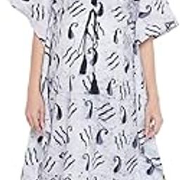 Maternity Cotton Nightdress - Blue Paisley Print Long Kaftan-image-8