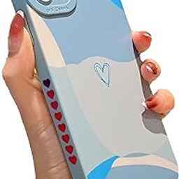 YKCZL Compatible with iPhone 11 Pro Case 5.8 inch, Cute Painted Art Heart Pattern Full Camera Lens Protective Slim Soft Shockproof Phone Case for Women Girls(Blue)-picture-27