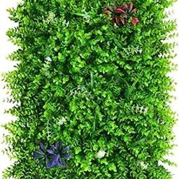 ENUTROF Artificial Wall Grass || Vertical Garden Wall for Home and Decoration|| Artificial Vertical Garden Grass Wall Panel||No-08 Green Color with Colourful Leaves || (3 Piece) (Size: 40 X 60cm)-image-62
