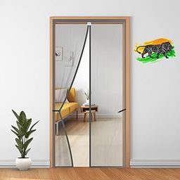 GOPIKRISHNA Mosquito Net for Door Fiberglass Magnetic Curtain Auto Closing Insect Screen for All Door Types with Self Adhesive Hook Tape (200X100cms, Black)-15
