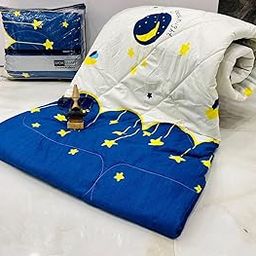 Kitch Deco™ Reversible Single Bed Glace Cotton 1 Kids Comforter & 1 Single Flat Bed Sheet with 1 Pillow Cover (Design 1)-image-93