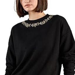 Black Terry Neck Embroidered Oversized Sweatshirt-image-57