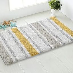 SASHAA WORLD Tufted Colored Striped Bath Mat (50X80 Cm, Multi, 70% Cotton, 30% Polyester)-21