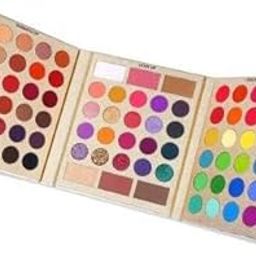 Everdiva Eyeshadow Palette with Brush, Semi-Matte Shimmery Glossy Metallic Eye Shadow Highlighters Contour Blush Powder All In One Makeup Pallet - 86 Colors-47