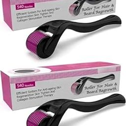 Roller For Hair And Beard Regrowth 540 Micro 0.5mm Titanium Needles Reduces Hair Fall & Stimulates Follicles, Safe and Effective Easy to use | Skin Care Men and Women (BLACK-2, Small)-image-20
