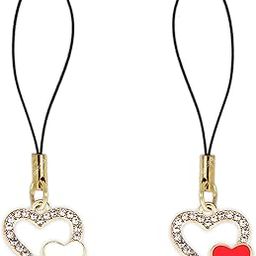 ONCRO® Pack of 2 Rhinestone Butterfly Heart love pendant phone charms aesthetic for girls women backpack hanging key chain ring accessories necklace bracelet thread combo-25