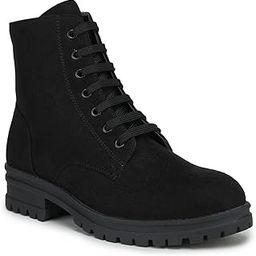 women's Black Laceup boot with zipper closure.-picture-1