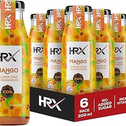 HRX Beverages 100% Natural Mango Juice 200 ml | No Added Sugars & Preservatives | Rich In Antioxidants & Vitamin C | Fresh Fruit Juice (Pack of 6)-image-49