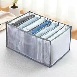 HEAVENGLOW Cloth Drawer Organizer Pants Storage Divider Washable Foldable 7 Grids Large-image-79