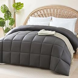 100% Viscose from Cooling Bamboo Comforter for Hot Sleepers- Soft Breathable Silky Bamboo Duvet Insert Full Size-with Corner Tabs- All Season Comforter (86”x 82”, Grey)-23