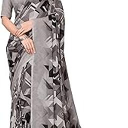 Women's Trendy Printed Georgette Red Color Saree with Blouse Material-picture-11