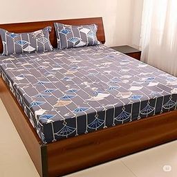 Art Deco Fan Pattern Cotton Double Bedding Set with 2 Pillow Covers, Grey, 108 x 108 Inches-image-24