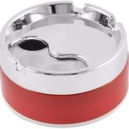 AFFODYL - Stainless Steel & Plastic Base Portable Ashtray Spinning Lid Modern Tabletop Ashtray With Non Slip Stronger Base for Home Office Indoor or Outdoor for Men & Women (Multi)(pack of 1)-picture-2