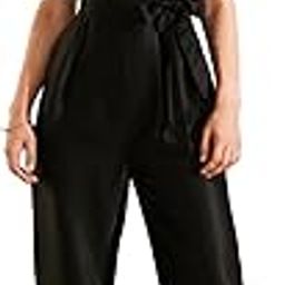 Women Solid Round Neck Puff Sleeve Waist Tie-Up Party Jumpsuit-picture-50