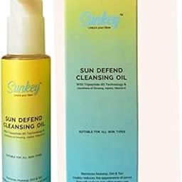 Sunkey Sun Defend Cleansing Oil with Tripeptide-85 Technology, Ginseng, Jojoba, Vitamin E | For Deep Cleansing | Removes Sunscreen, Make-up, Dirt, Pollution | Reduces Tan | For All Skin Types-picture-54