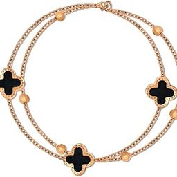 Double Layer Floral Chain Anklets | 18k Gold Plated | Trendy, Lightweight & Comfortable | Stylish & Tarnish-Resistant | Qty : 1pc-12