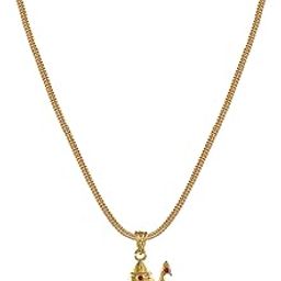 One Gram Micro Gold Plated Handcrafted Short and Small Muruga Dollar Pendant Chain for Women & Girls (18 inch)(DC-1140)-image-93