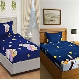 ELSTONE Home Cartoon Printed 2 Pcs Single Bedsheet for Kids with 2 Pillow Cover, Size 60x90 Inches. Super Soft Glace Cotton Bedsheet Special for Gifting Birthday, Baby Shower, New Born Baby (ISH33)-image-98