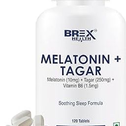 Brexhealth Melatonin 10Mg + Tagar 250Mg Supplement With Vitamin B6 And Calcium | Non-Habit Forming, Restful Sleep, Improved Focus, Relaxed Mind | Good For Eye Health - 120 Vegetarian Tablets-25