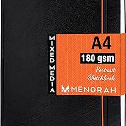 MENORAH Paper - Artist Sketch Book - A4-180 Gsm (100 Pages / 50 Sheets) Drawing Notebook - Hard Bound Book - (29.7 Cm X 21 Cm) - Completely Handmade- Portrait, Oil Paint-5