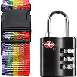 Inditradition Popular Combo TSA Accepted 3-Digit Luggage Lock & Nylon Luggage Strap Belt for Suitcase (Multi-Colour)-15