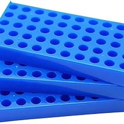 LSVERDE 3 Pcs Vial Rack for 2ml HPLC Sample Bottles,50 Holes with Diameter 12 mm, Stackable Vial Racks, Centrifuge Tube Rack, Bottle Racks(Blue)-8