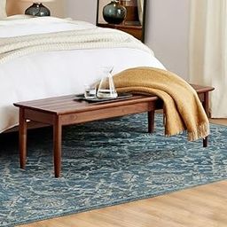 FLATU ART Furniture Solid sheesham Wood Bedroom Bench, Slatted Top Design, Natural Finish (80 * 40 * 40 cm)-image-3