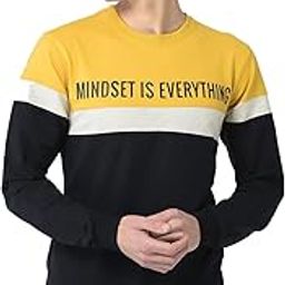 Men Mustard Colour-Blocked Mindset Sweatshirt-image-2