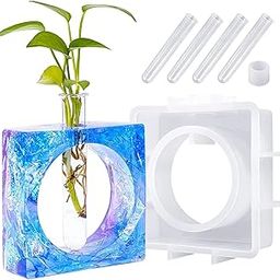BRIGHTAIL INFRA Resin Mold for Plant Propagation Station, Silicone Epoxy Molds with 4pcs Test Tube, Test Tube Planter Resin Casting Mold for Hydroponic Decoration (Square)-image-13