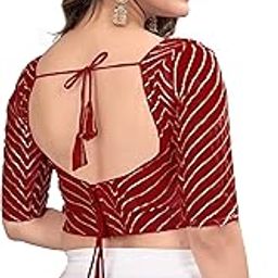 Womens Fancy Readymade Half Sleeve Georgett Saree Blouse-picture-16