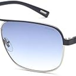 sunglasses| 100% UV protected | Gradient | Full Rim | Square | Men | Large | Matt Blue-Shiny Silver Alloy Metal Frame | Blue Gradient Polycarbonate Lens-picture-0