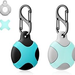 2 Packs Airtag Keychain for Apple Airtag Holder, Anti-Lost Airtag Case Shockproof Airtag Cover Scratch Resistant Protective Cover Case for Key, Bag, Pet, Cat, Dog, Luggage, Not Include Airtag-17