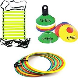 Premium Agility Training Bundle - 12-Piece Ring Ladder Set, 4-Meter Adjustable Ladder, and 10 Saucer Cones Combo Pack-picture-4