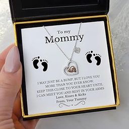 Best Heartfelt Gift for Mom to be - Baby Feet Heart 925 Sterling Silver Pendant Gift Set-image-84