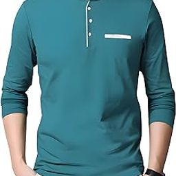 Men's Cotton Henley Neck Full Sleeve Solid Regular Fit T-Shirt-image-74