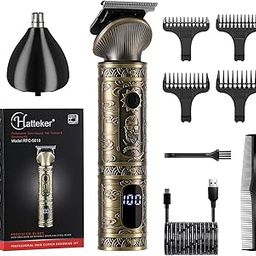 Hatteker Hair Clipper For Men Professional Zero Gapped Battery Powered Hair Beard Trimmer Grooming Kit Nose Trimmer T-Blade Hair Cut Clipper Set For Men, Vintage Gold, 1.0 Count-40