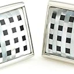 Natural Mother of Pearl Stone (Semi-precious) & Black Onyx Stone Cufflinks for Men-picture-15
