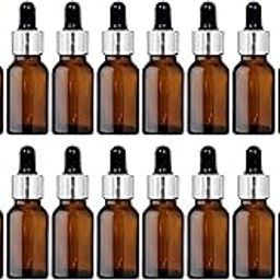 nsb herbals 15 ML Amber Round Empty Glass Bottle + Glass Dropper + Silver Ring + Black Silicone Teat, Refillable, Reusable, Leak Proof For Essential Oils, Perfumes (Pack Of 24)-image-53