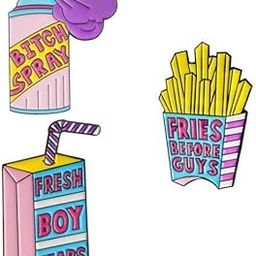™ 2x3Pcs Metal Enamel Cartoon Fries Milk Box Spray Brooch Lapel Pin Collar Tips | Pins & Brooches | Fashion Jewelry-image-33