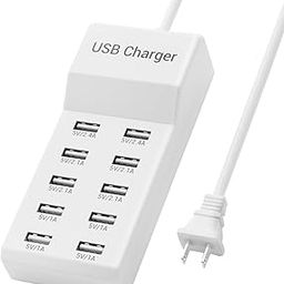 USB Charging Station 50w10A 10-Port Charger, Multiport Charger Hub, Compatible with iPhone, Galaxy, iPad Tablet, and Other Devices（White）-image-66