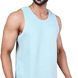 Men's Cotton Stretch Fit Jacquard Sleeveless T-Shirt - 100%, Breathable, Super Stretch, Anti-Fungal Dye Vest. Pack of 1-image-27